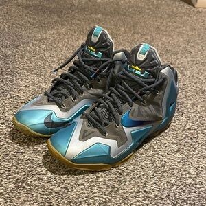 Nike LeBron 11 Teal and Gray Sneakers